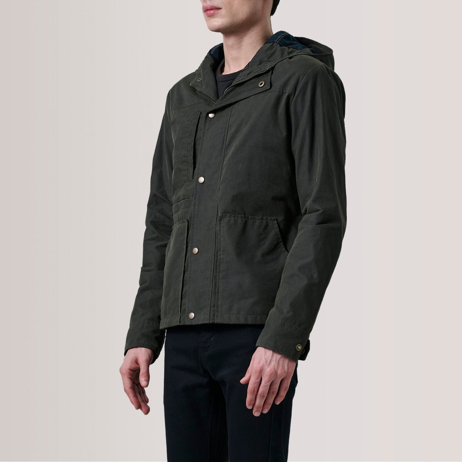 Marlo Olive Canvas Hooded Work Jacket - Image 3