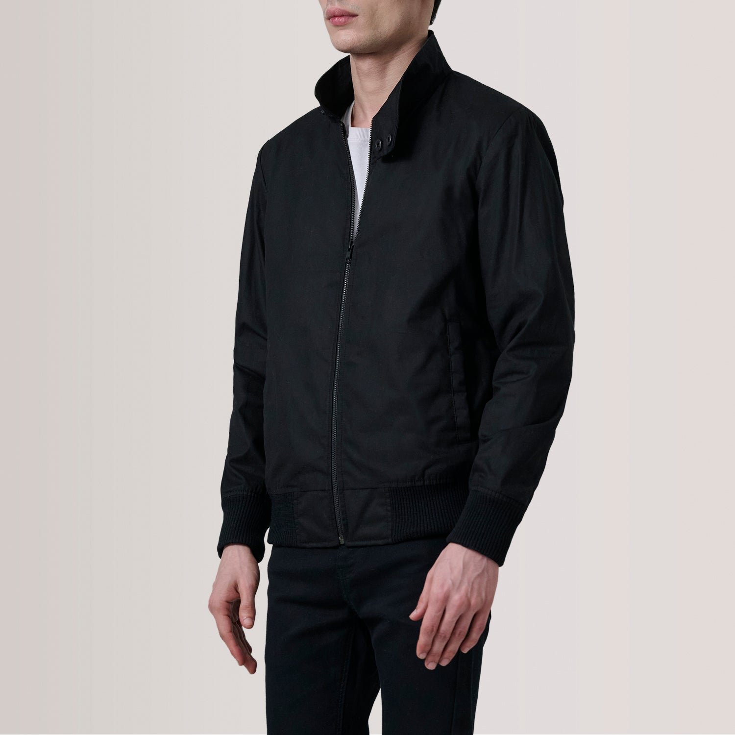 Morrison Black Canvas Bomber Jacket - Image 3