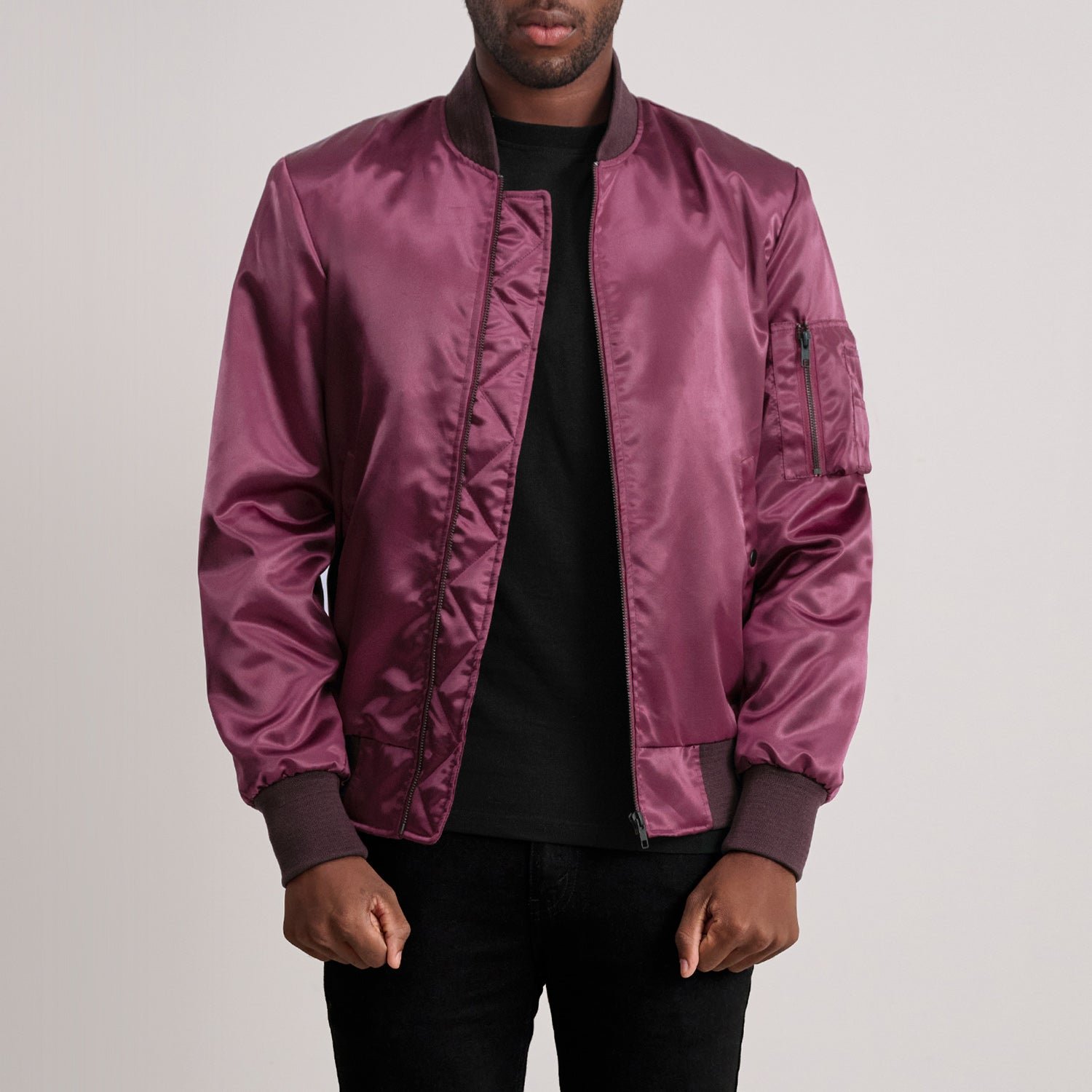 Quinton MA-1 Maroon Bomber Jacket - Image 3