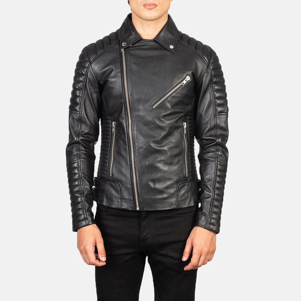 Armand Black Leather Biker Jacket - Image 4