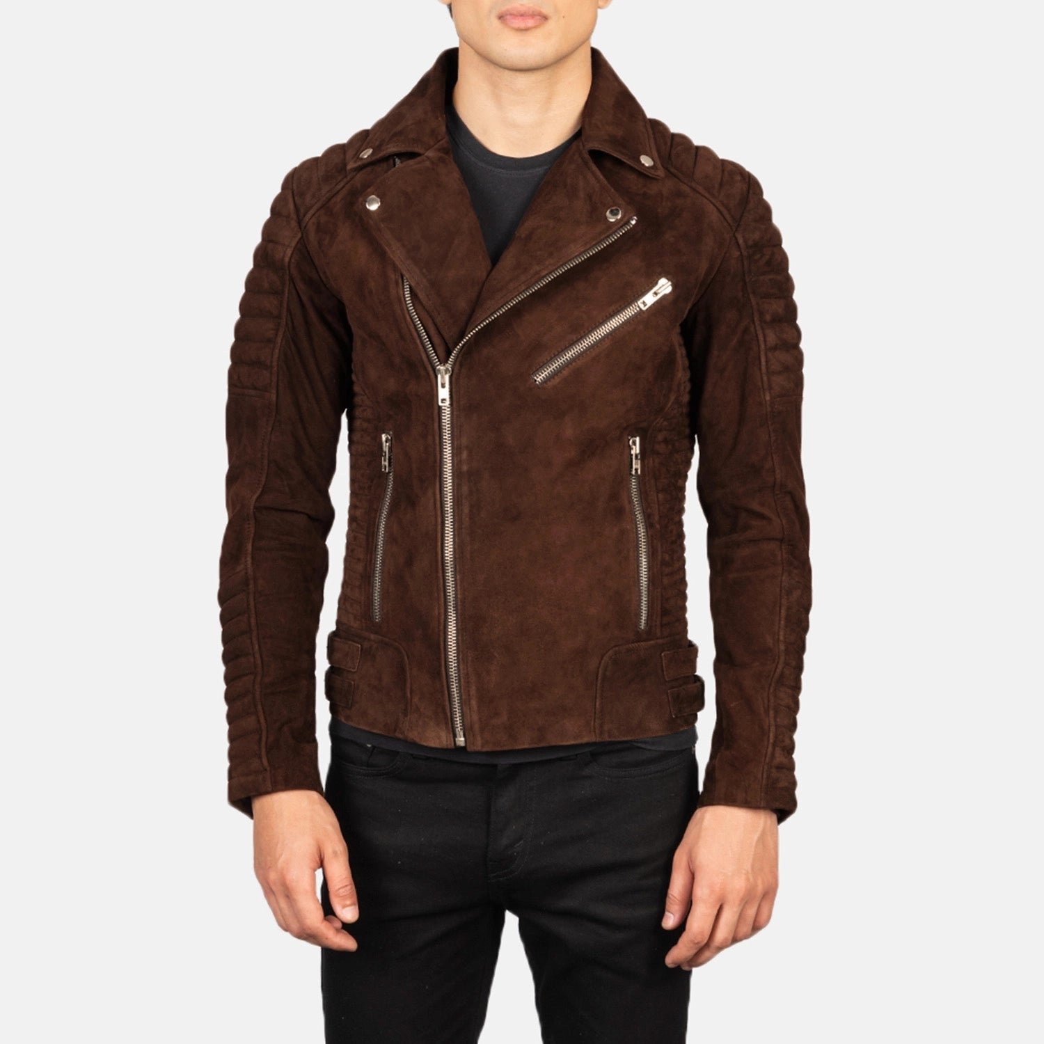 Armand Mocha Suede Biker Jacket - Image 4
