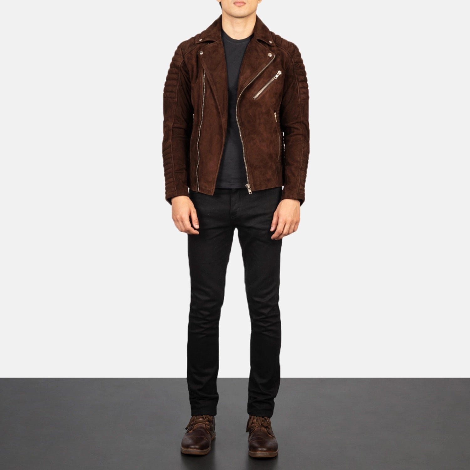 Armand Mocha Suede Biker Jacket - Image 3