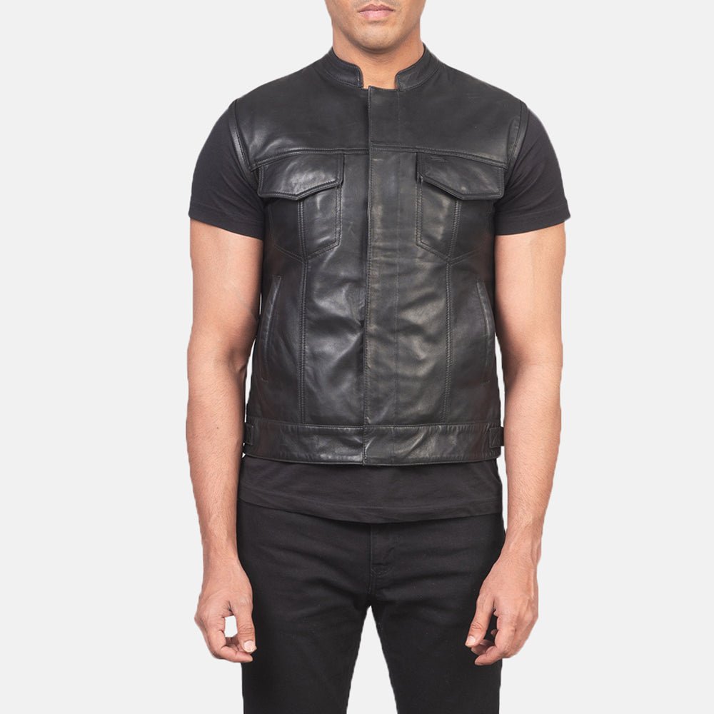 Atlas Moto Black Leather Vest - Image 4