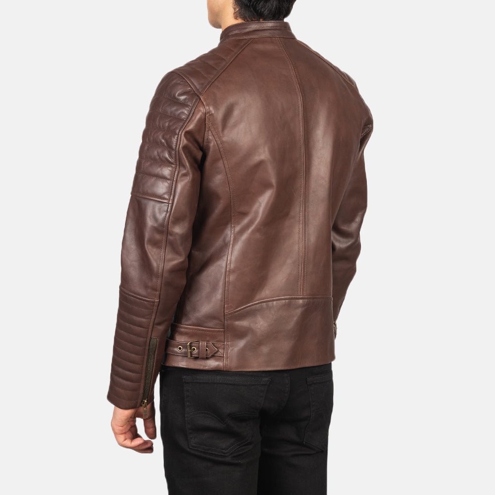 Damian Brown Leather Biker Jacket - Image 5
