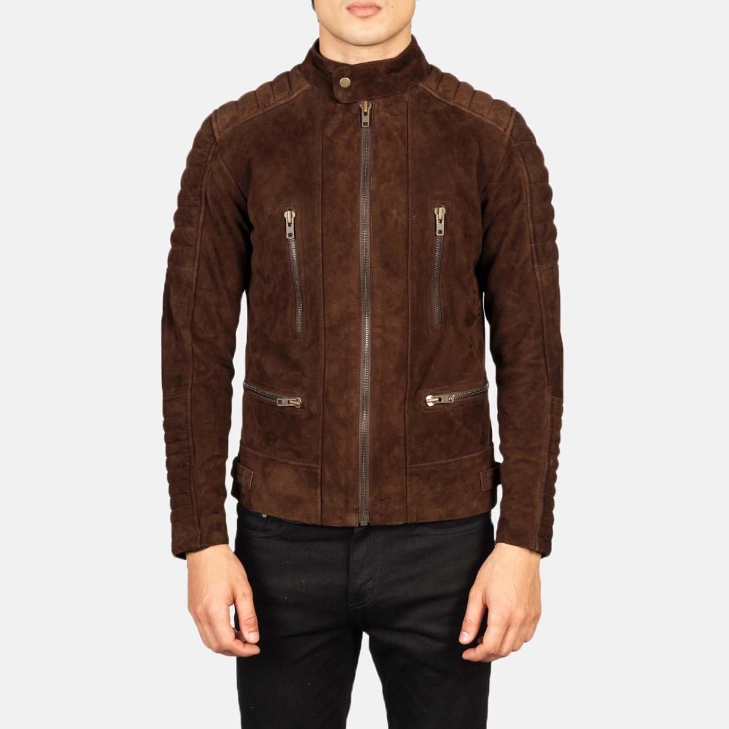 Damian Mocha Suede Biker Jacket - Image 4