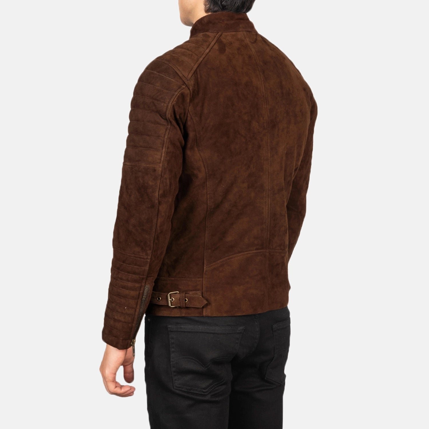 Damian Mocha Suede Biker Jacket - Image 5