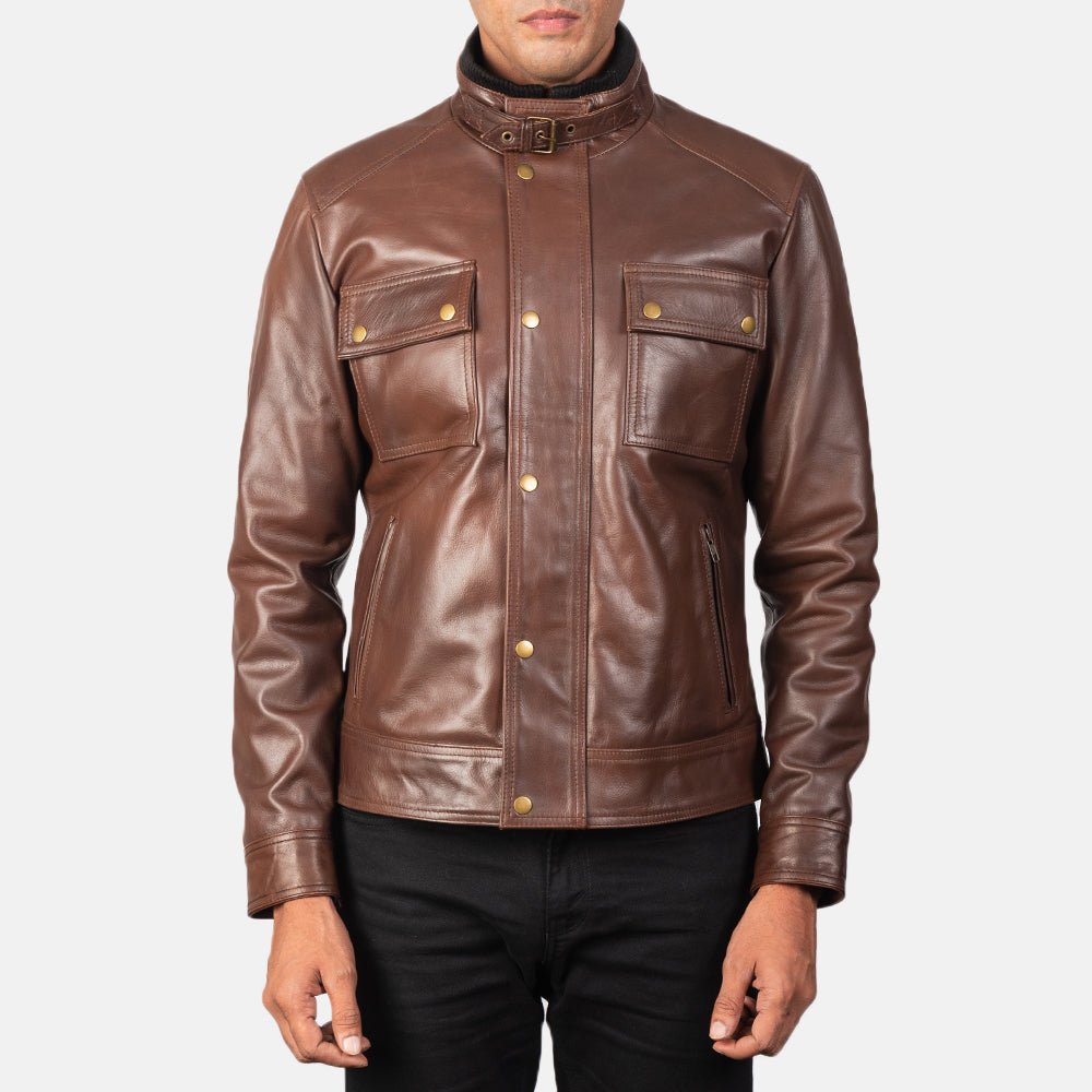 Darren Brown Leather Biker Jacket - Image 4