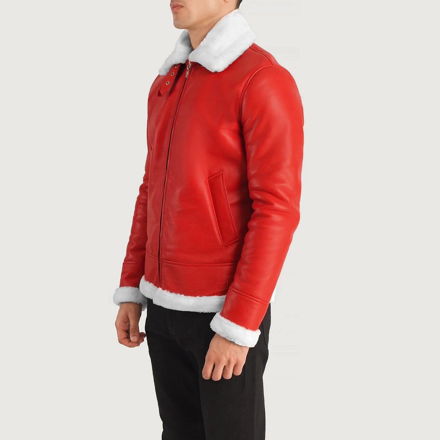 Francis B-3 Red Leather Bomber Jacket - Image 2