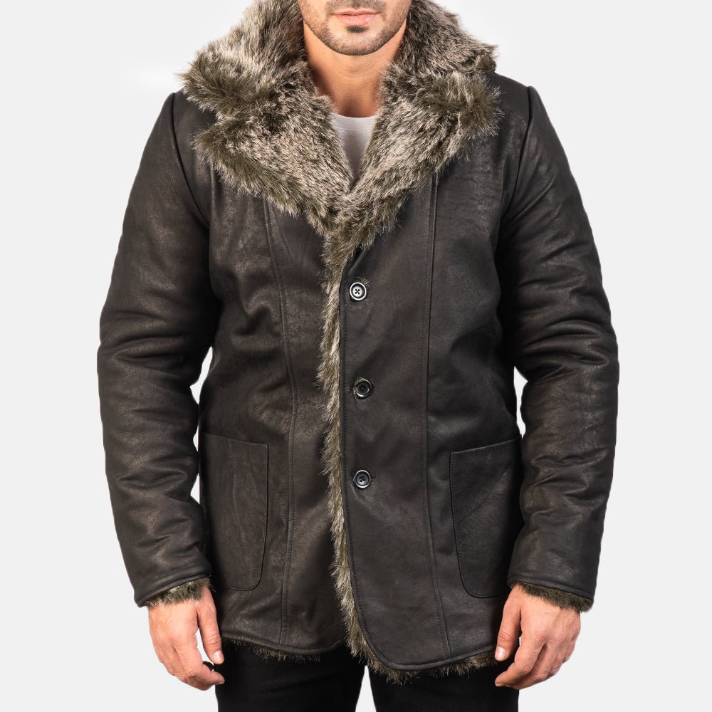 Furlong Black Leather Coat - Image 4