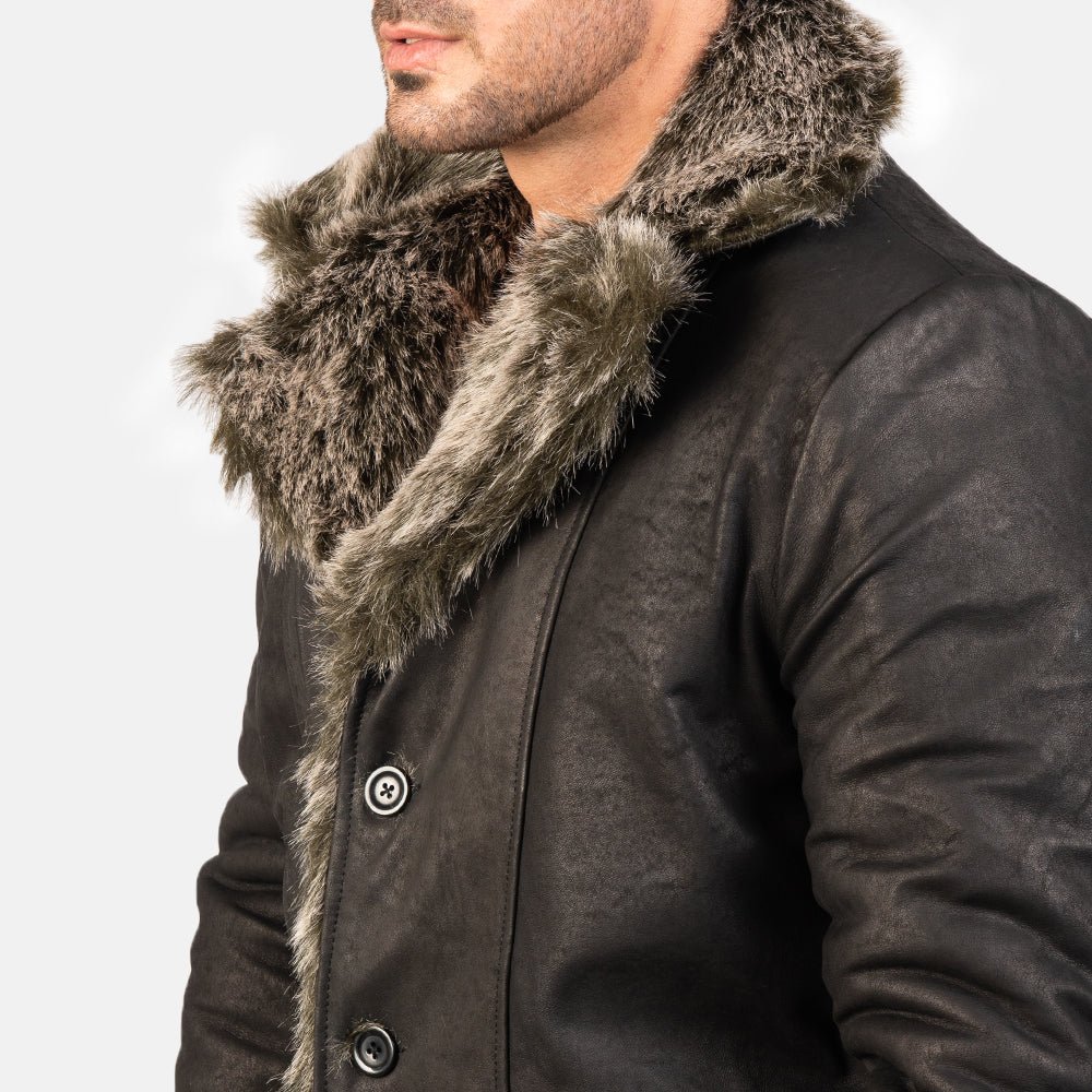 Furlong Black Leather Coat - Image 6