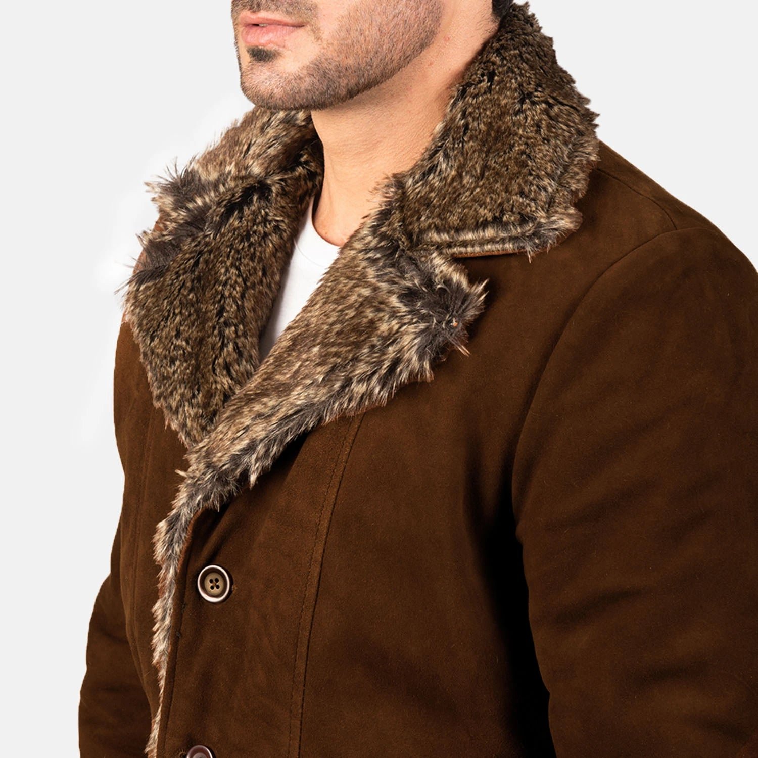 Furlong Brown Suede Leather Coat - Image 6