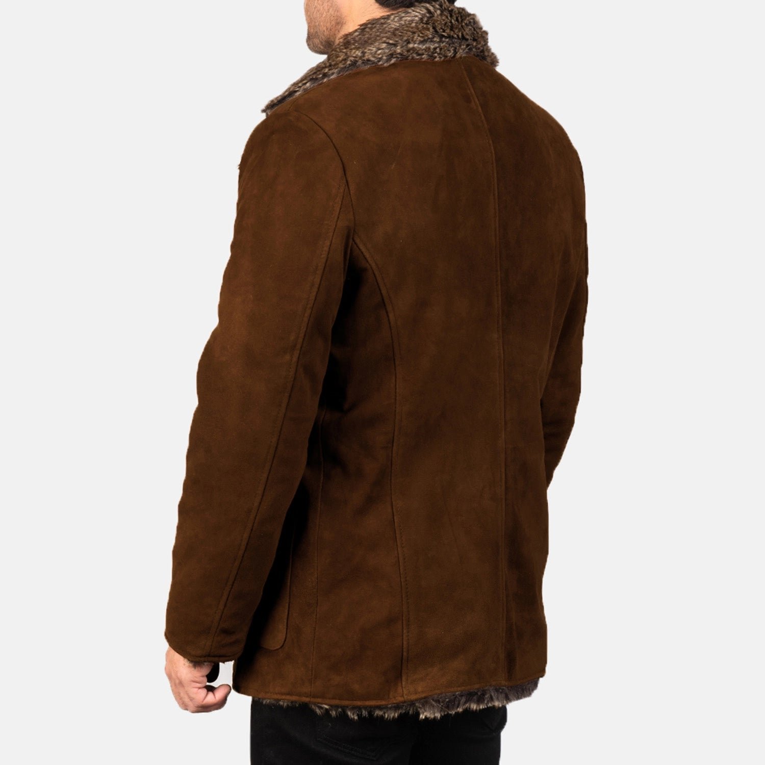 Furlong Brown Suede Leather Coat - Image 5