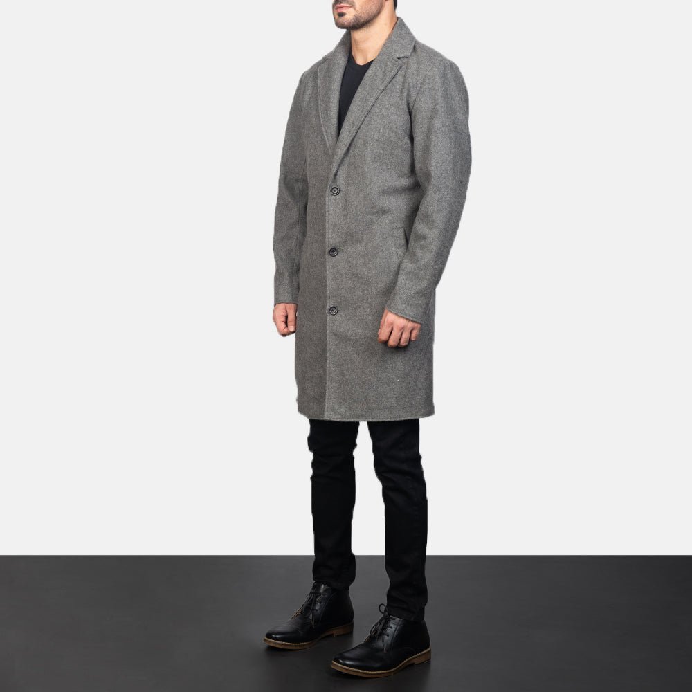Petrillo Grey Wool Single Breasted Coat - Image 2