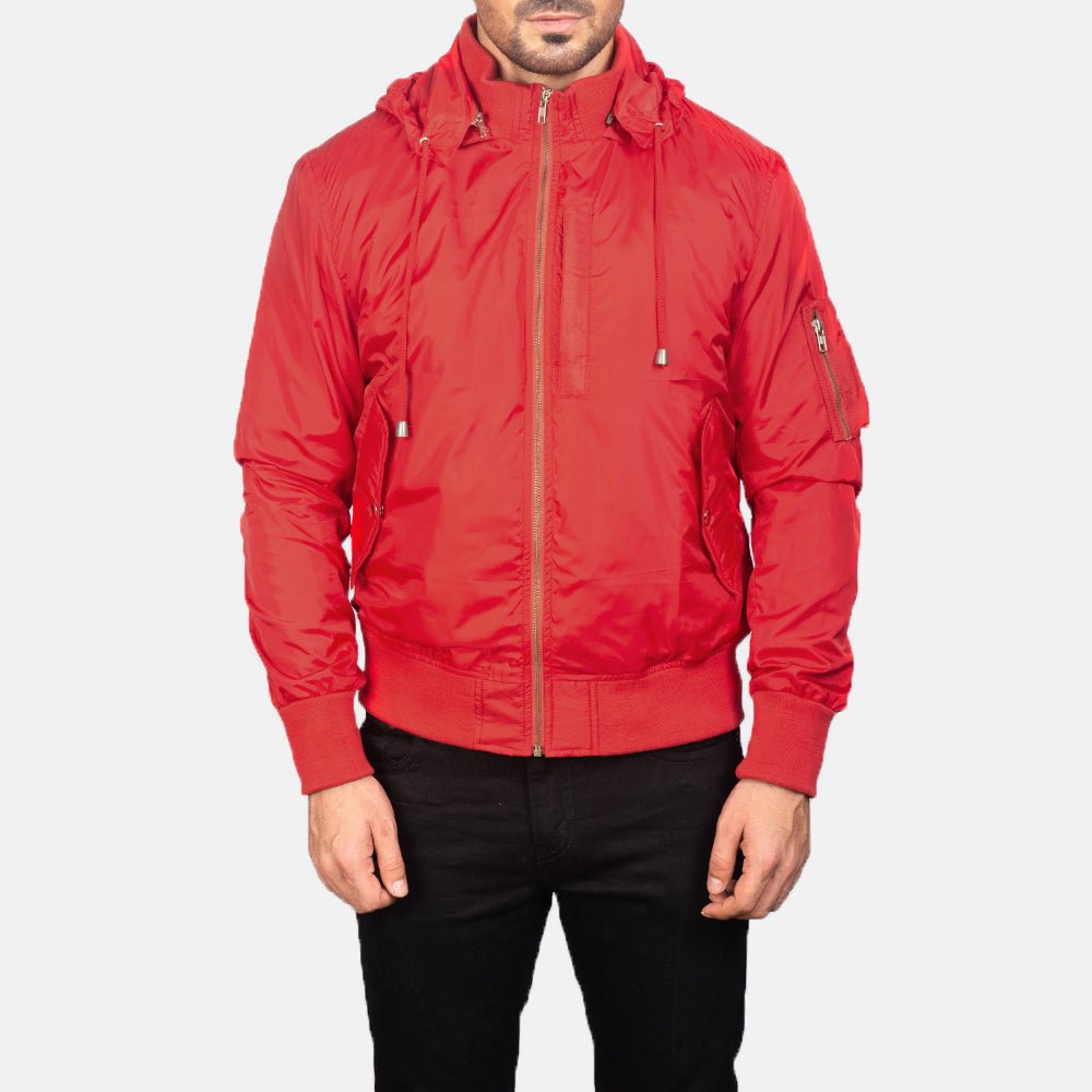 Hanklin Ma-1 Red Hooded Bomber Jacket - Image 4
