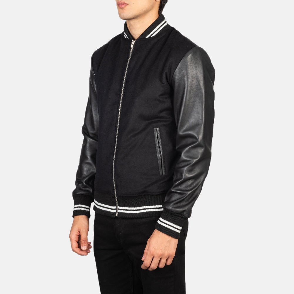 Harrison Black Hybrid Varsity Jacket - Image 2
