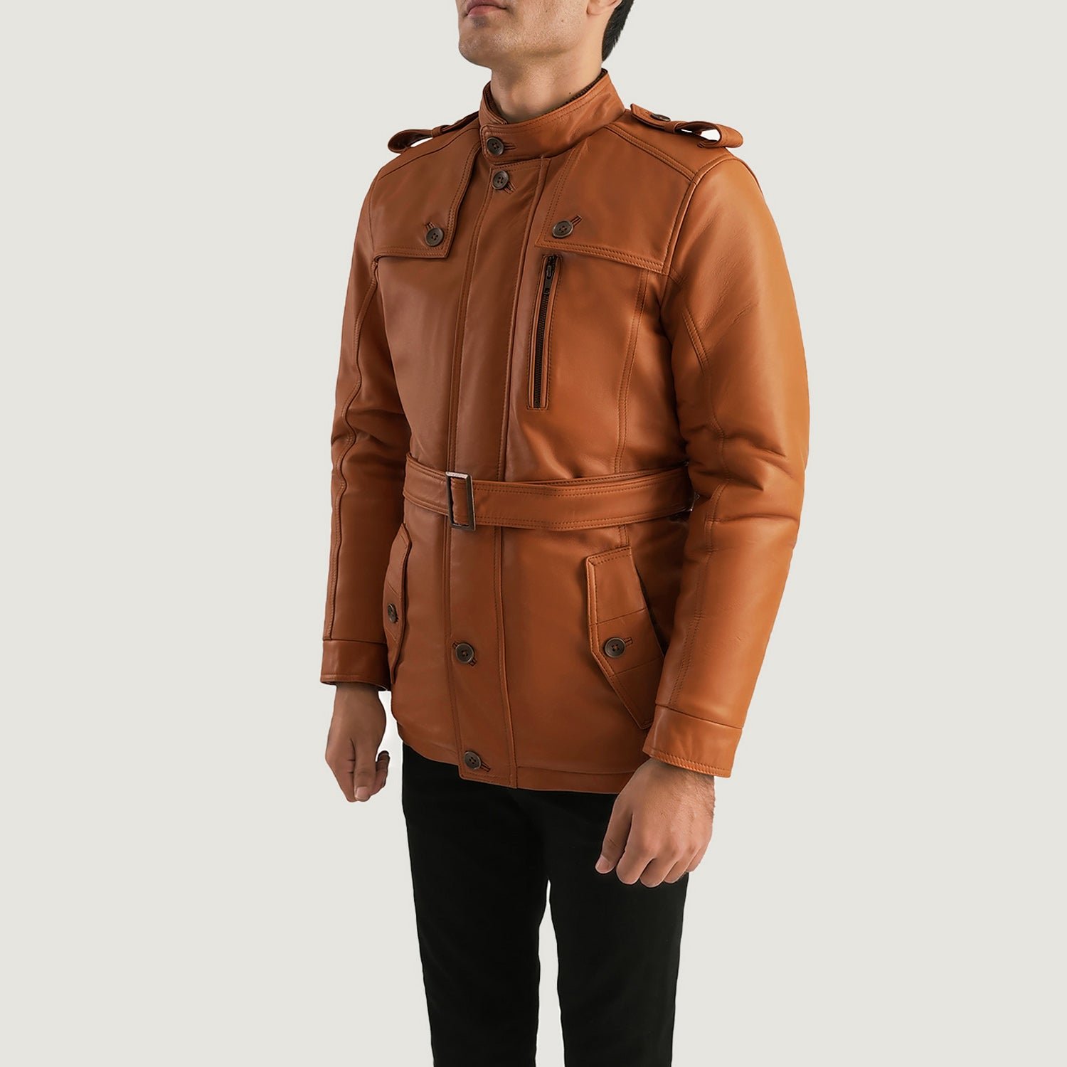 Hunter Tan Brown Fur Leather Jacket - Image 2