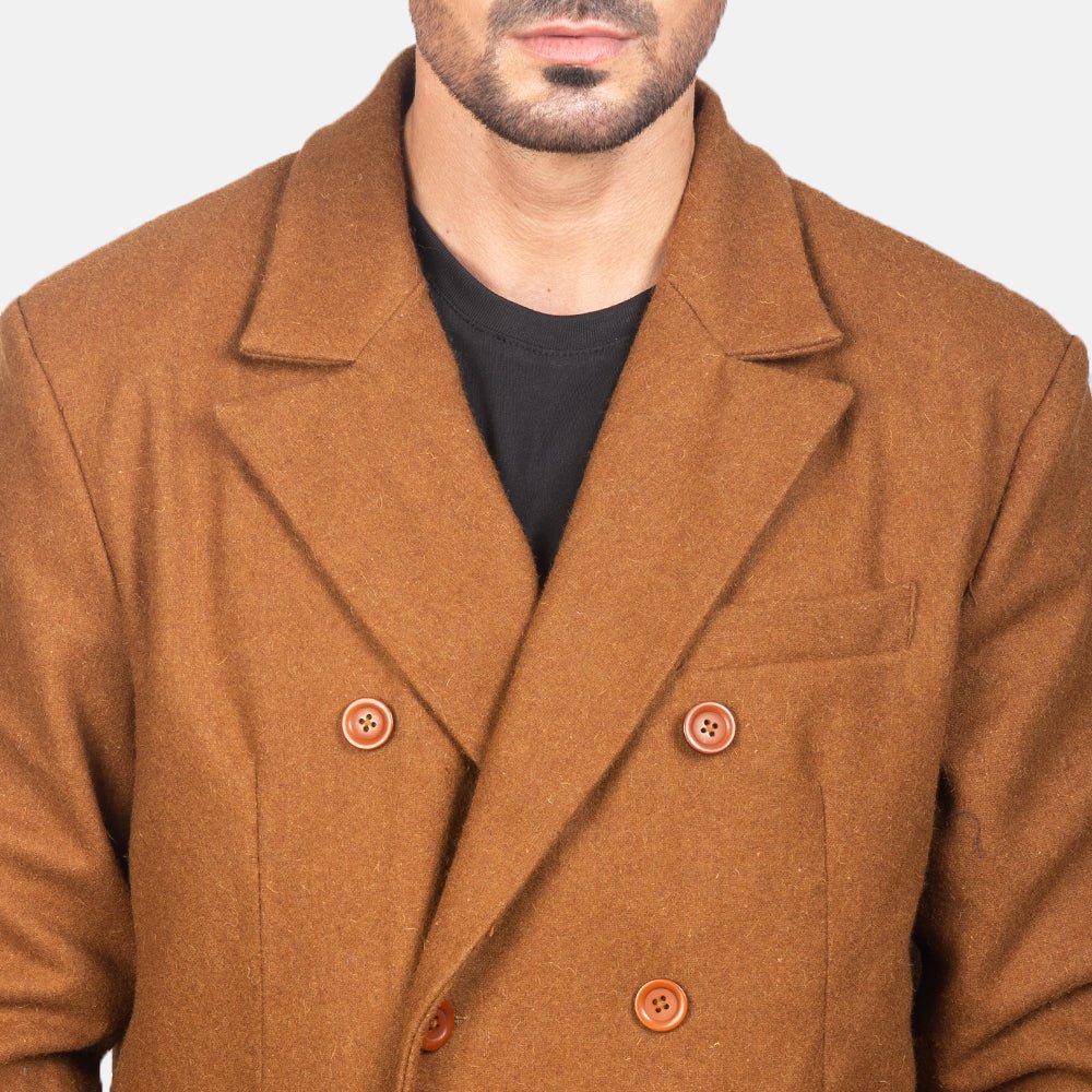 Claud Khaki Wool Double Breasted Coat - Image 6