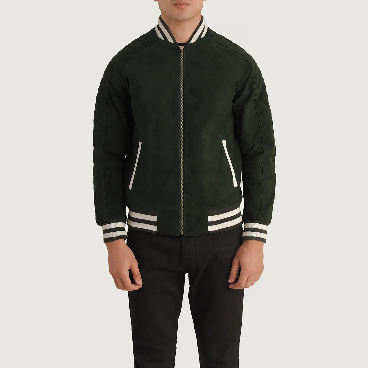 Pascal Green Suede Varsity Jacket - Image 4