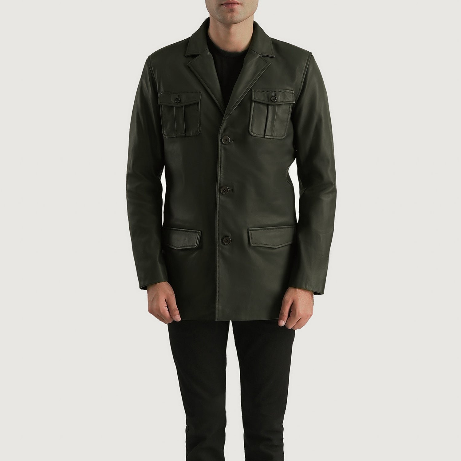 Ray Cutler Green Leather Blazer - Image 4