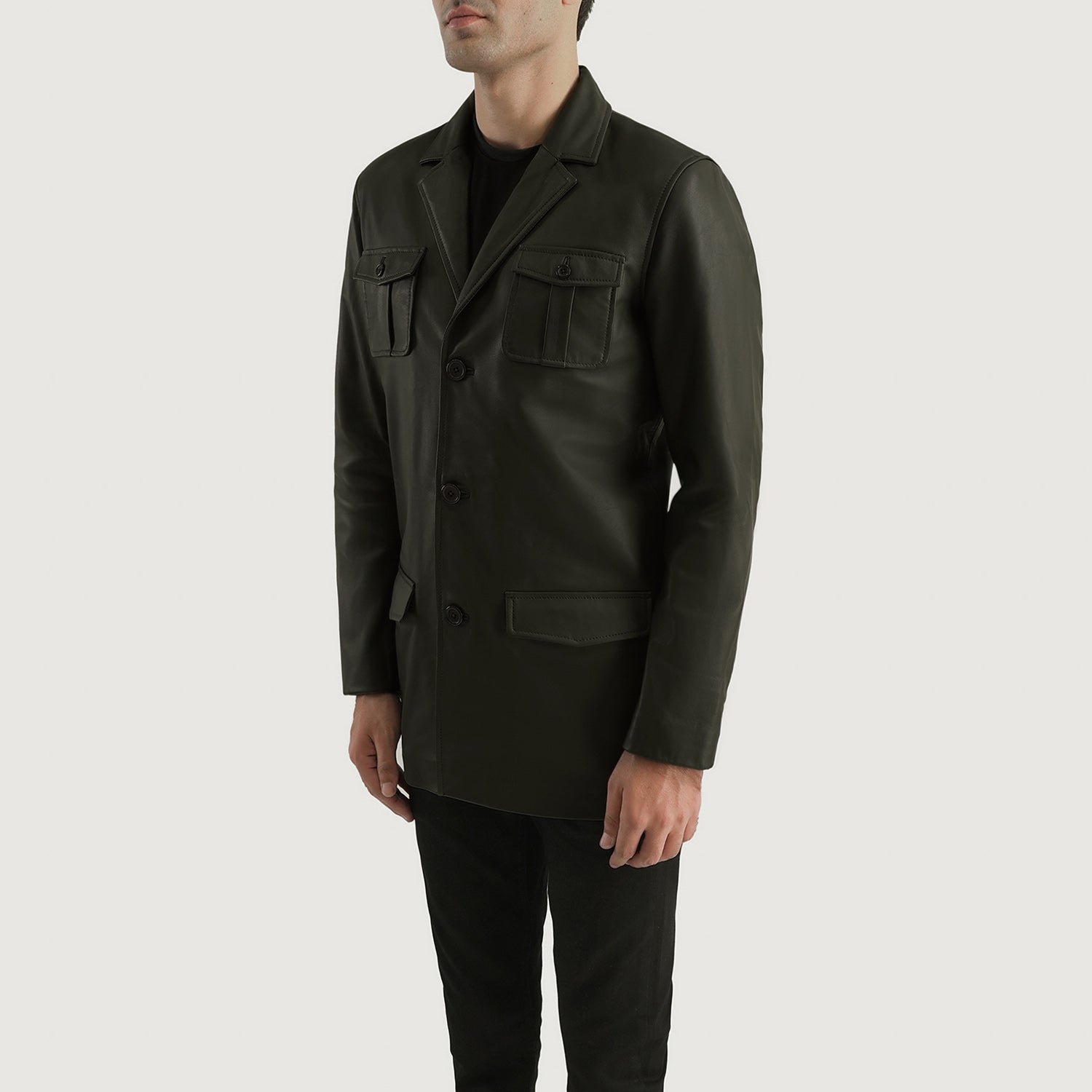 Ray Cutler Green Leather Blazer - Image 2