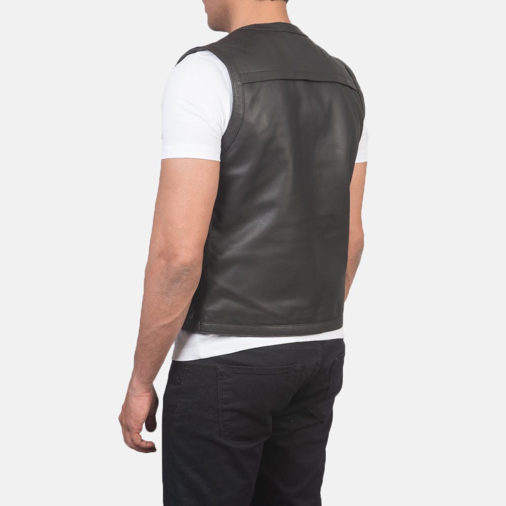 Safari Brown Leather Vest - Image 5