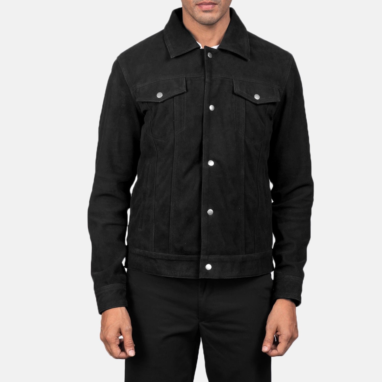 Stallon Black Suede Trucker Jacket - Image 4