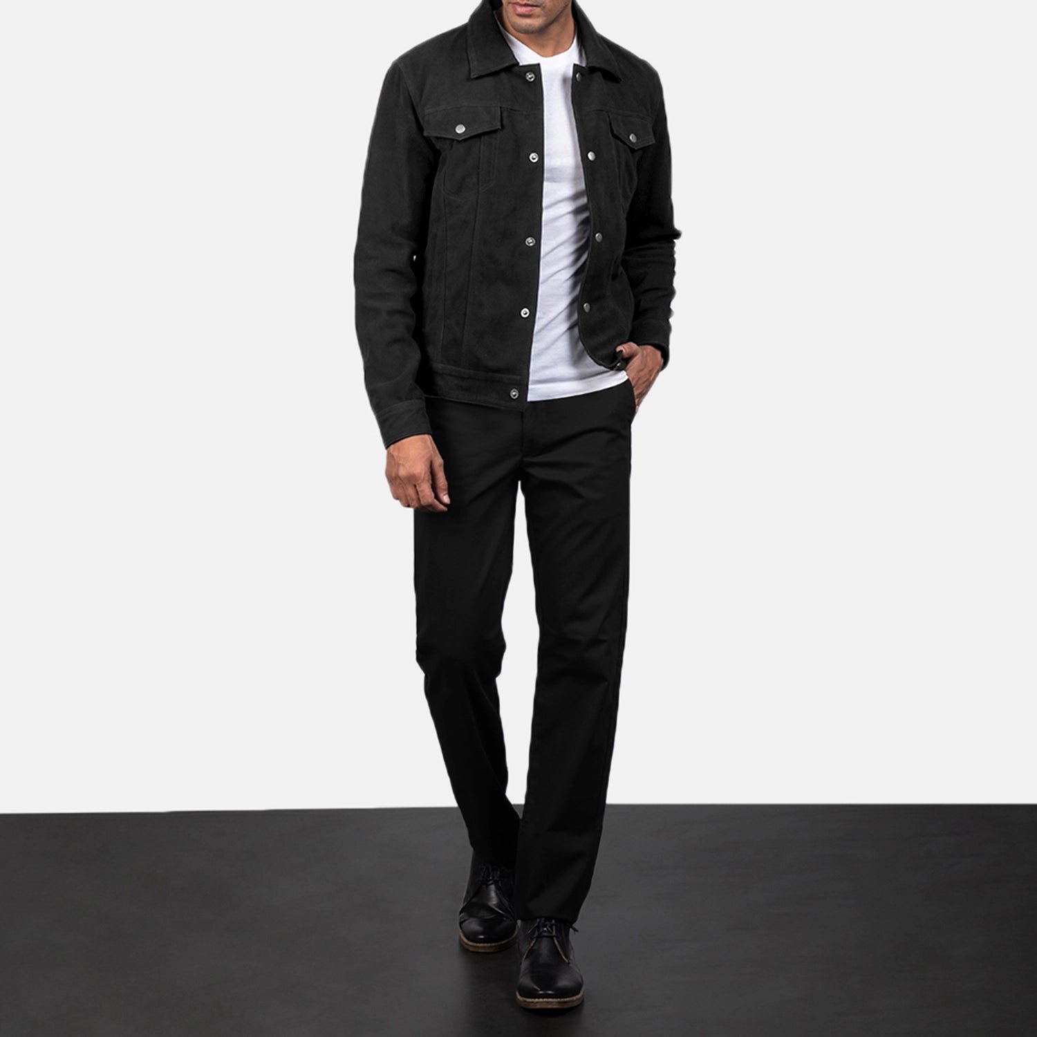 Stallon Black Suede Trucker Jacket - Image 3