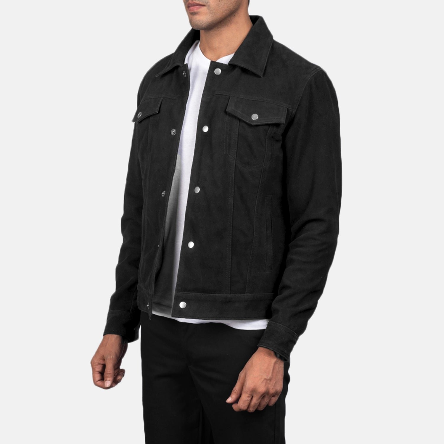 Stallon Black Suede Trucker Jacket - Image 2
