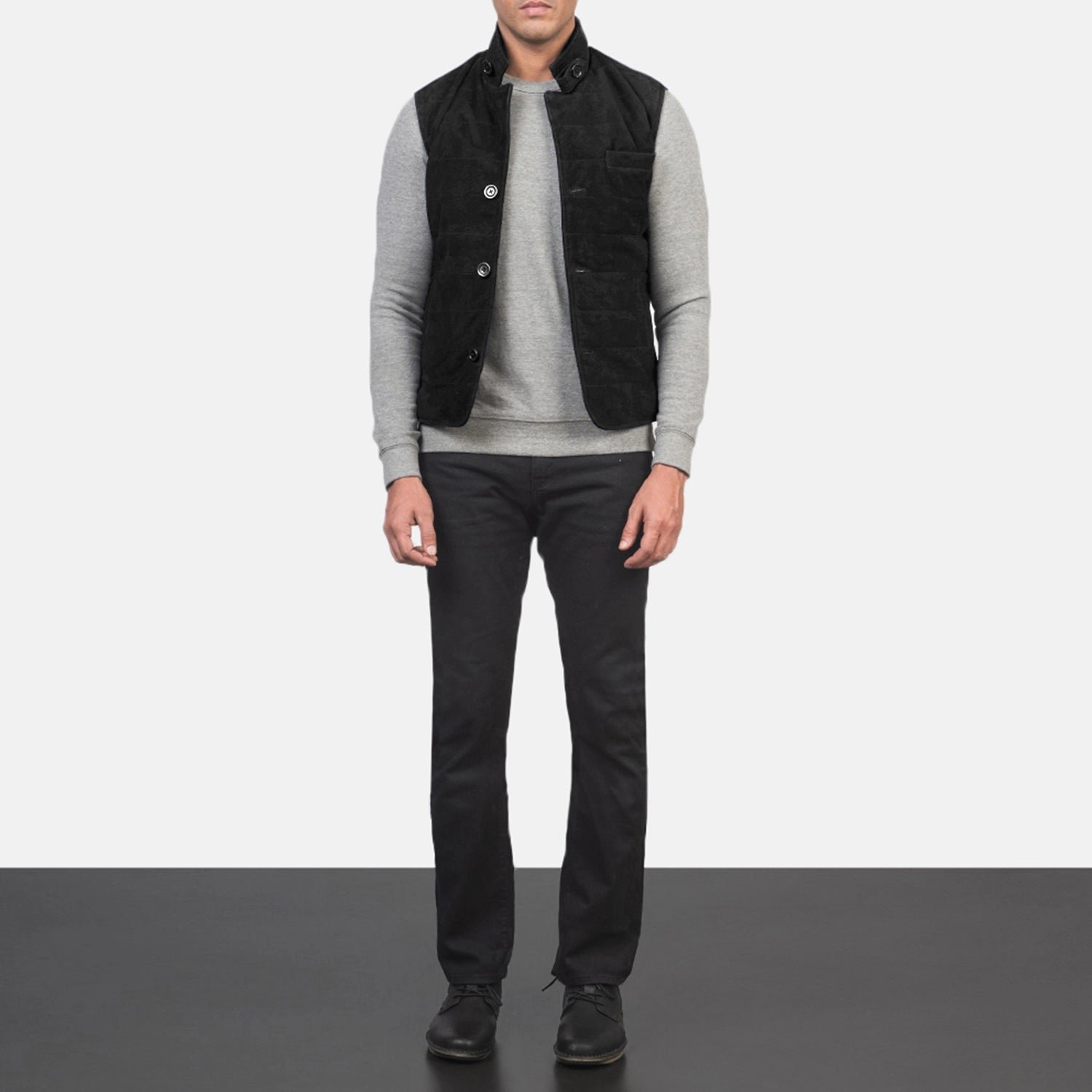 Tony Black Suede Vest - Image 3