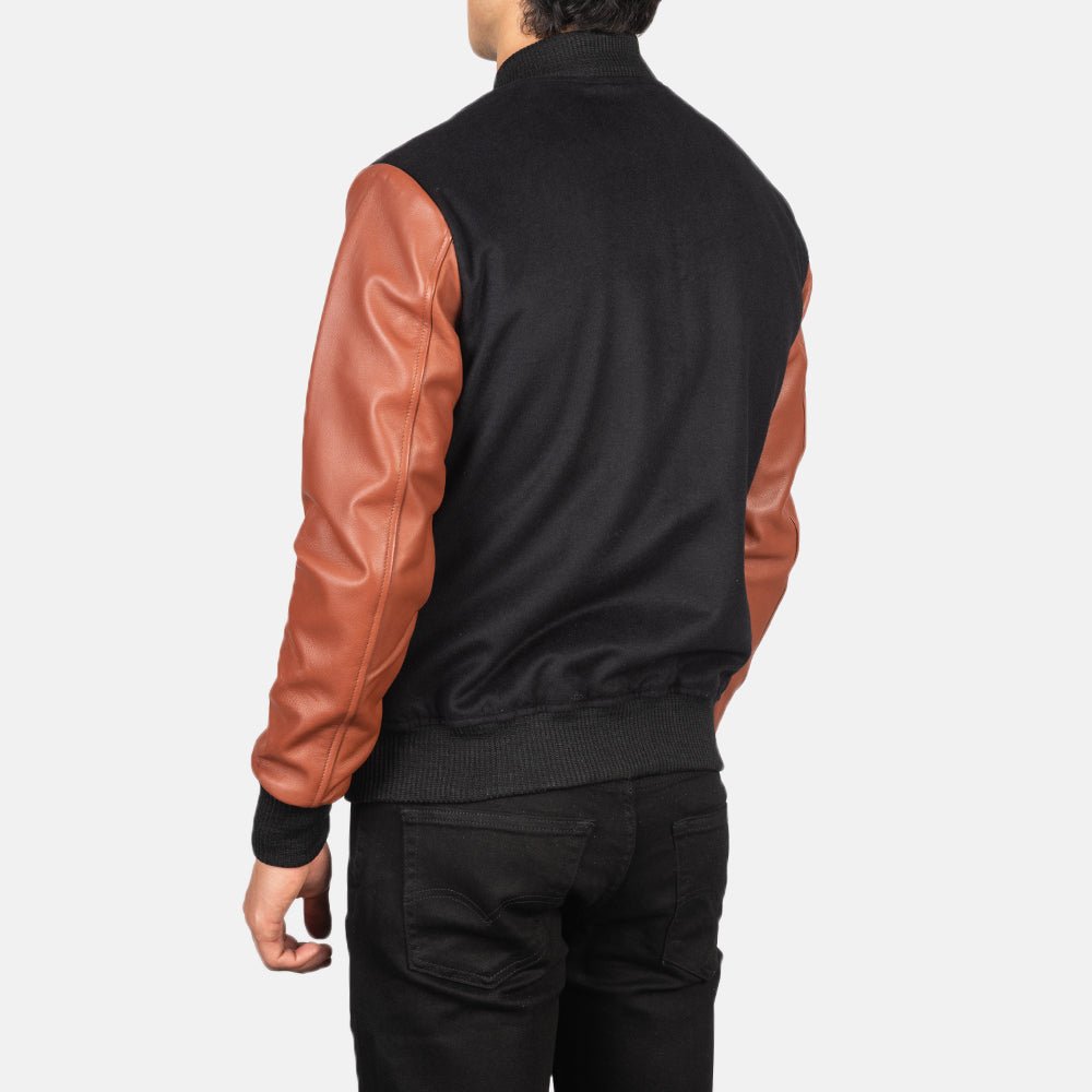 Vaxton Brown & Black Hybrid Varsity Jacket - Image 5