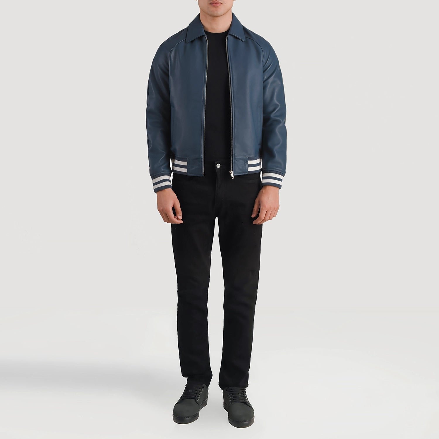 Walton Blue Leather Varsity Jacket - Image 4
