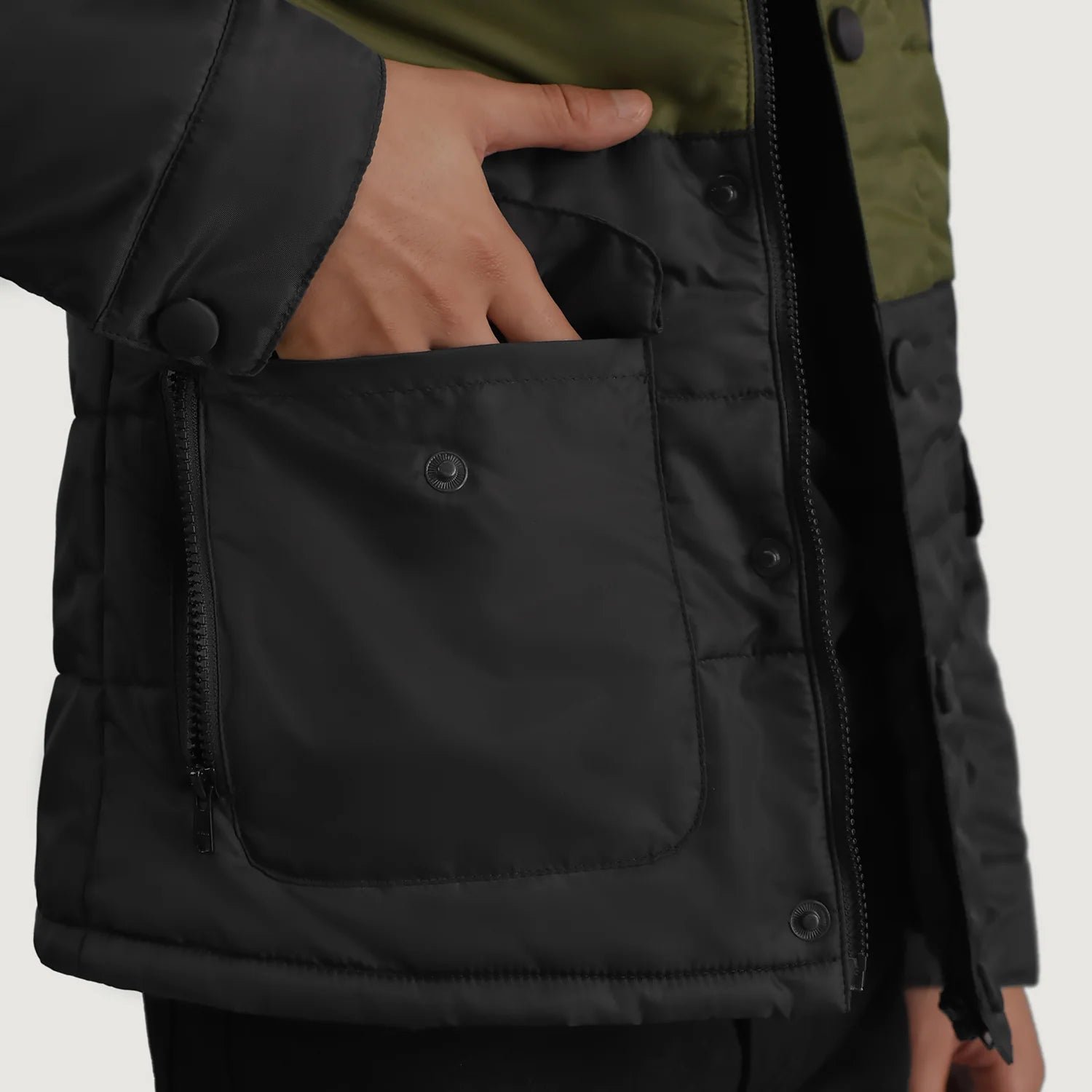 Wayne Black & Green Hooded Puffer Jacket - Image 6