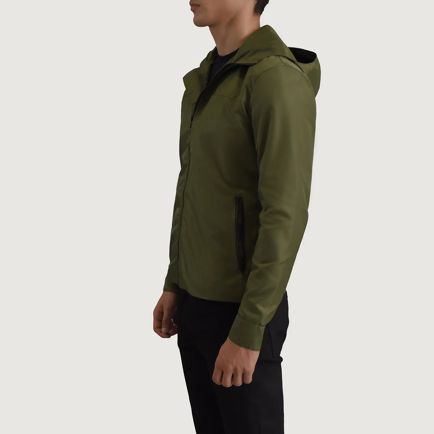 Wesley Green Hooded Windbreaker Jacket - Image 2