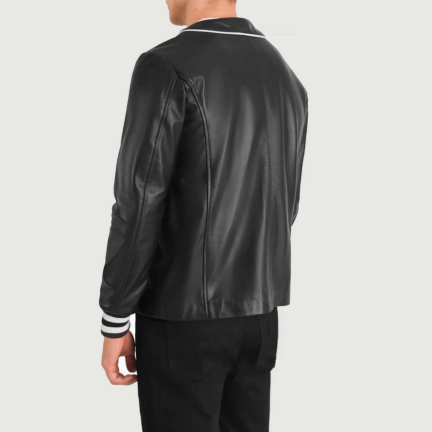 Willis Black Leather Varsity Jacket - Image 5