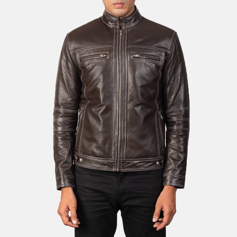 Youngster Brown Leather Biker Jacket - Image 4