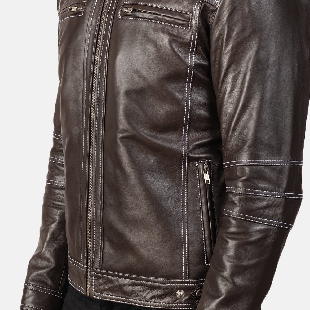Youngster Brown Leather Biker Jacket - Image 6