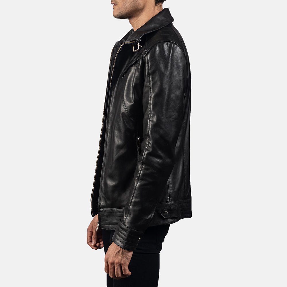 Legacy Black Leather Biker Jacket - Image 6