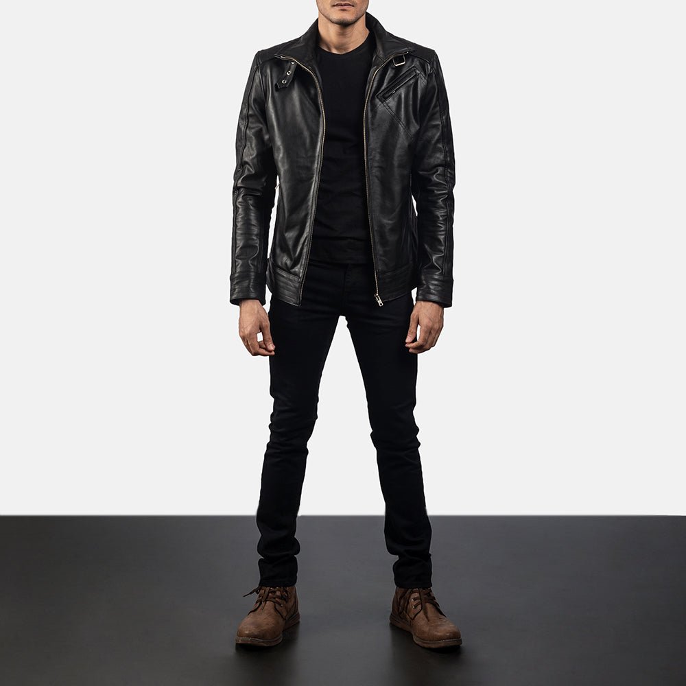 Legacy Black Leather Biker Jacket - Image 3