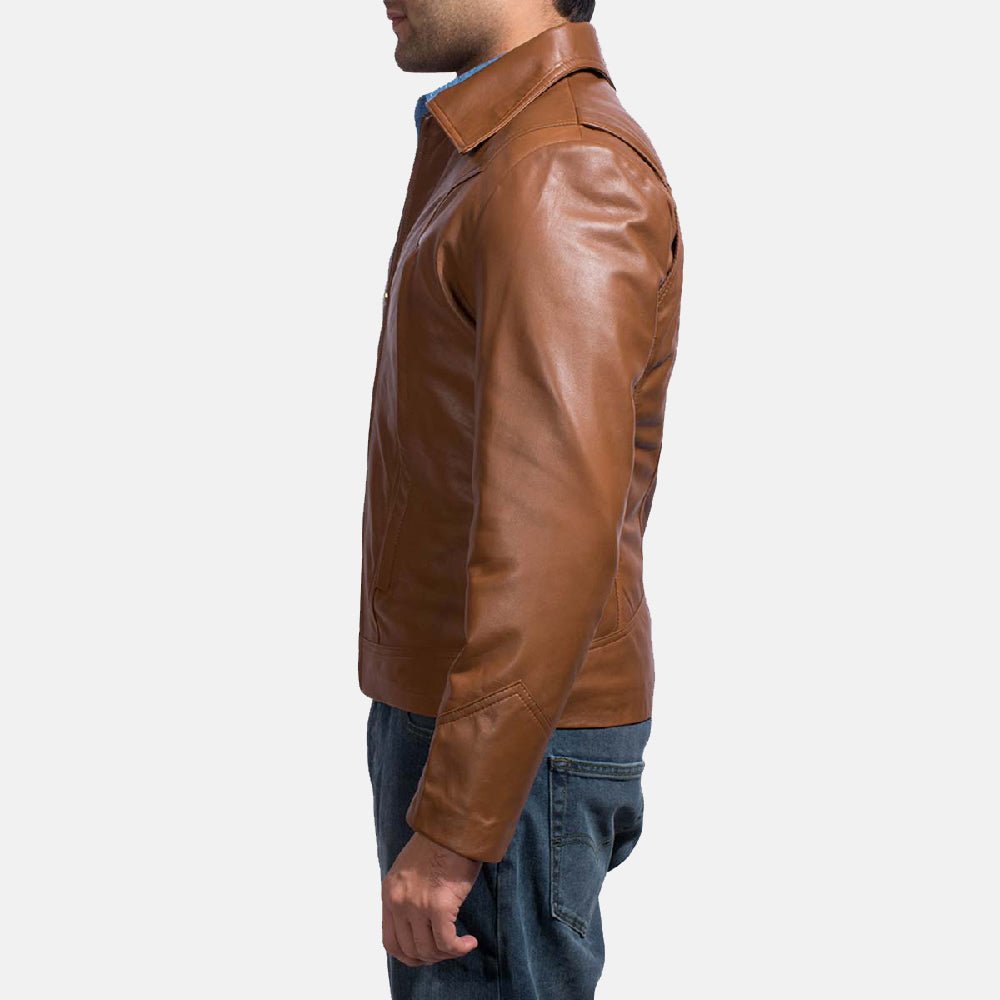 Old School Brown Leather Jacket - Image 2