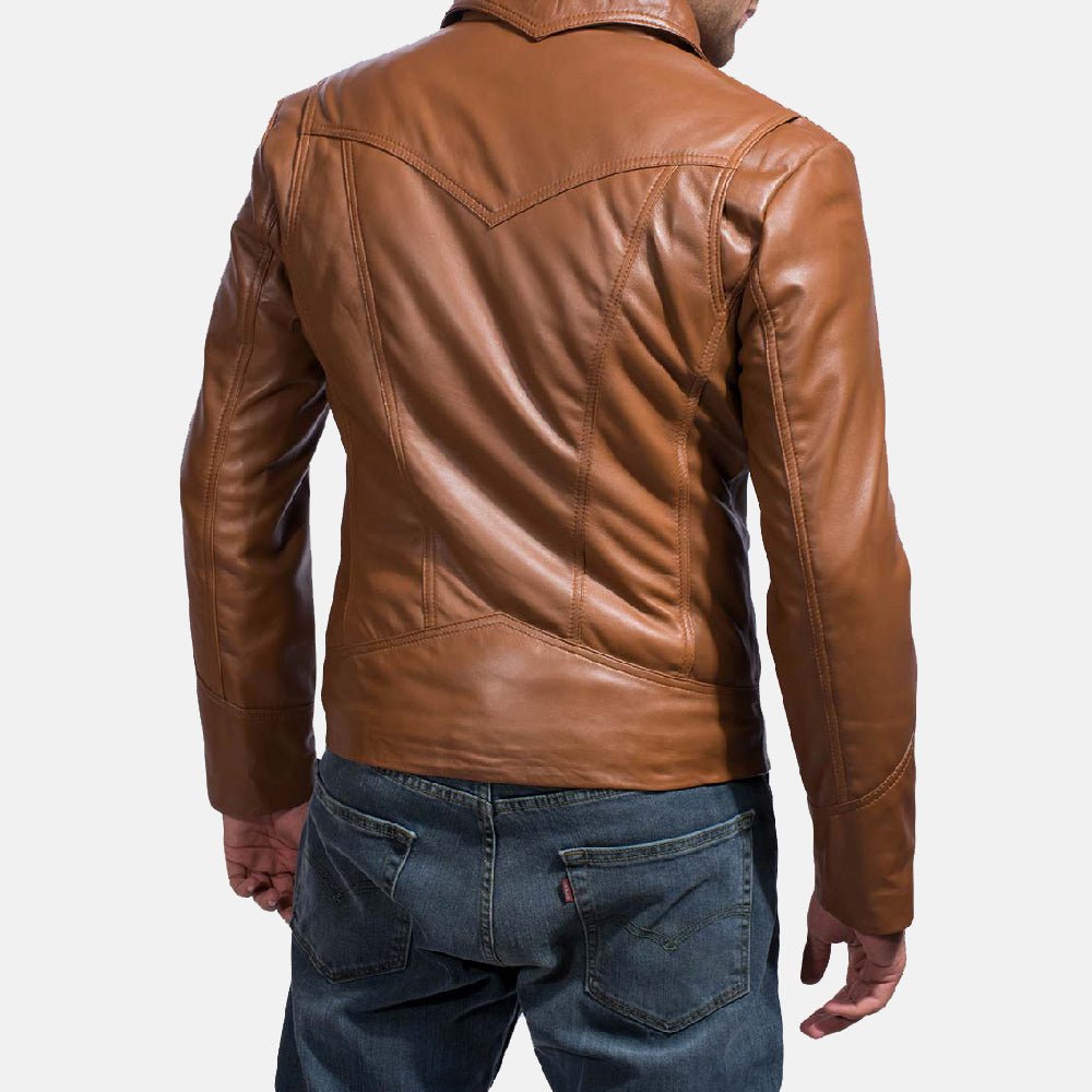 Old School Brown Leather Jacket - Image 4