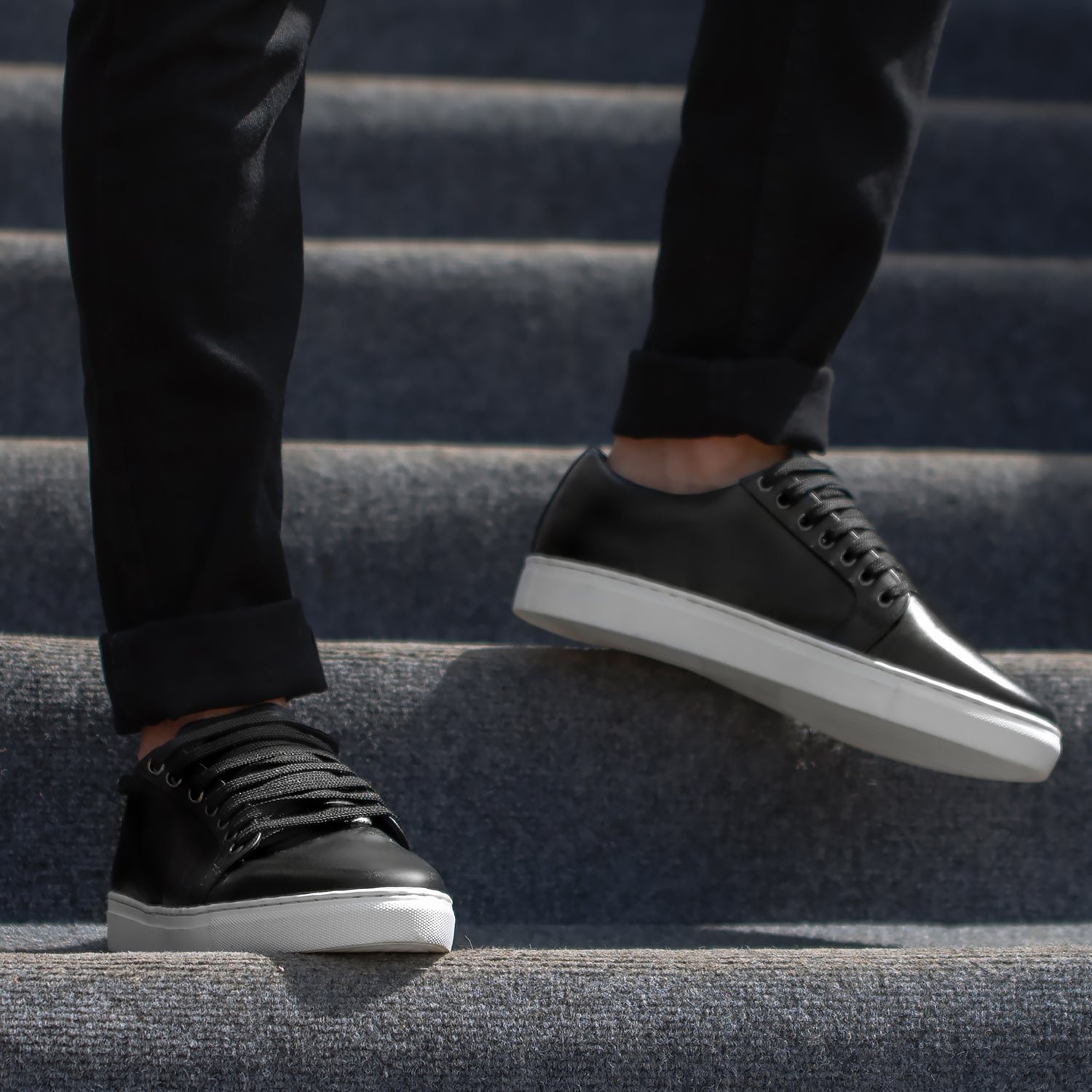 Murphy Low Top Black Leather Sneakers - Image 3