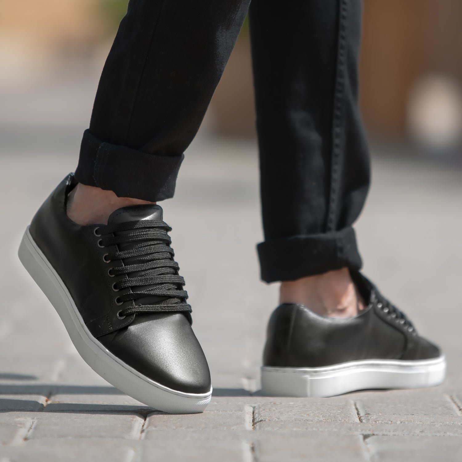 Murphy Low Top Black Leather Sneakers - Image 2