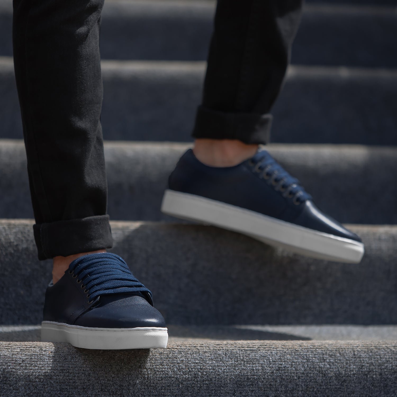 Murphy Low Top Midnight Blue Leather Sneakers - Image 3