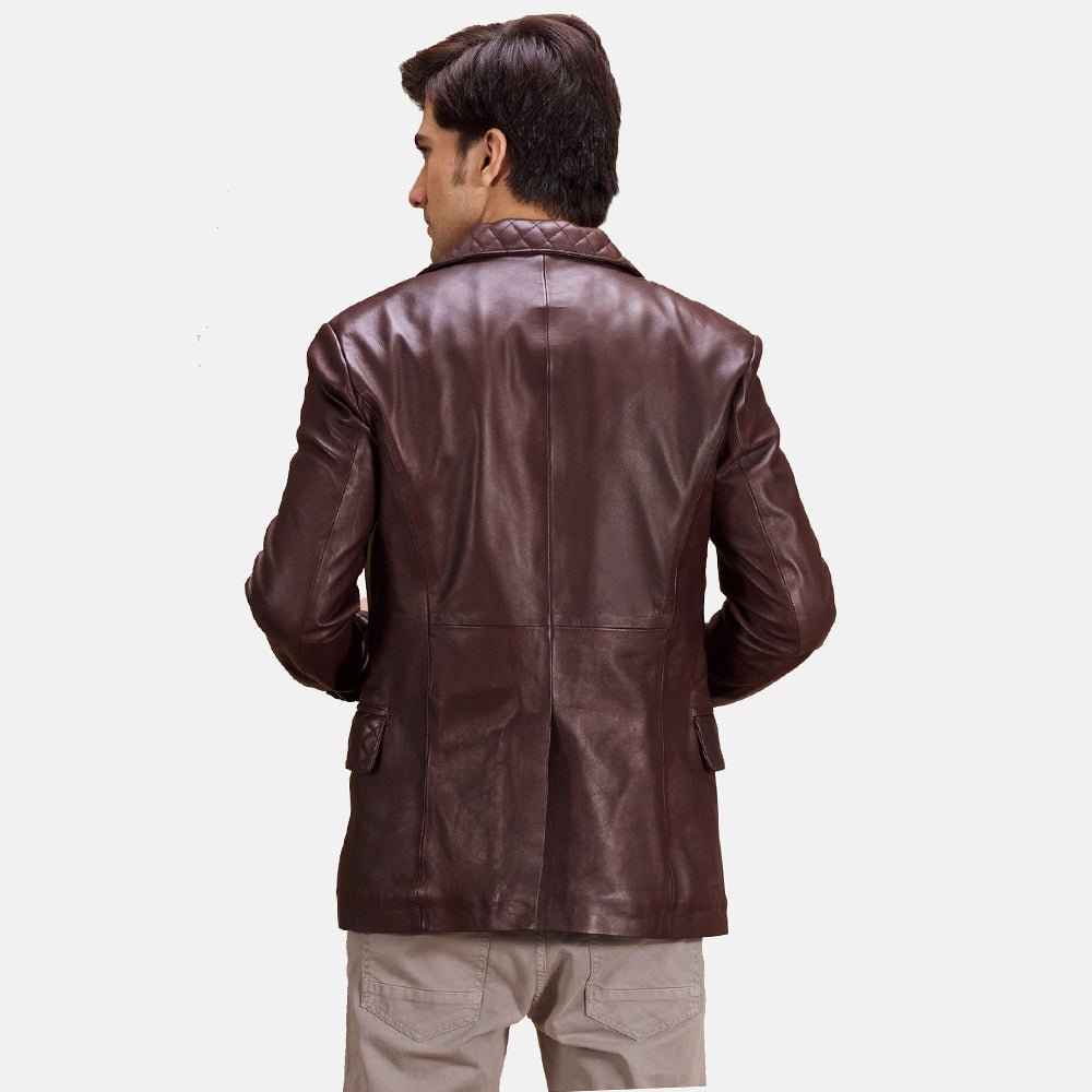 Radaron Quilted Maroon Leather Blazer - Image 4