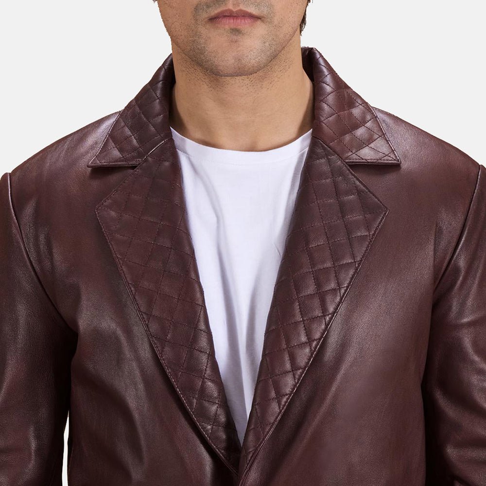Radaron Quilted Maroon Leather Blazer - Image 5