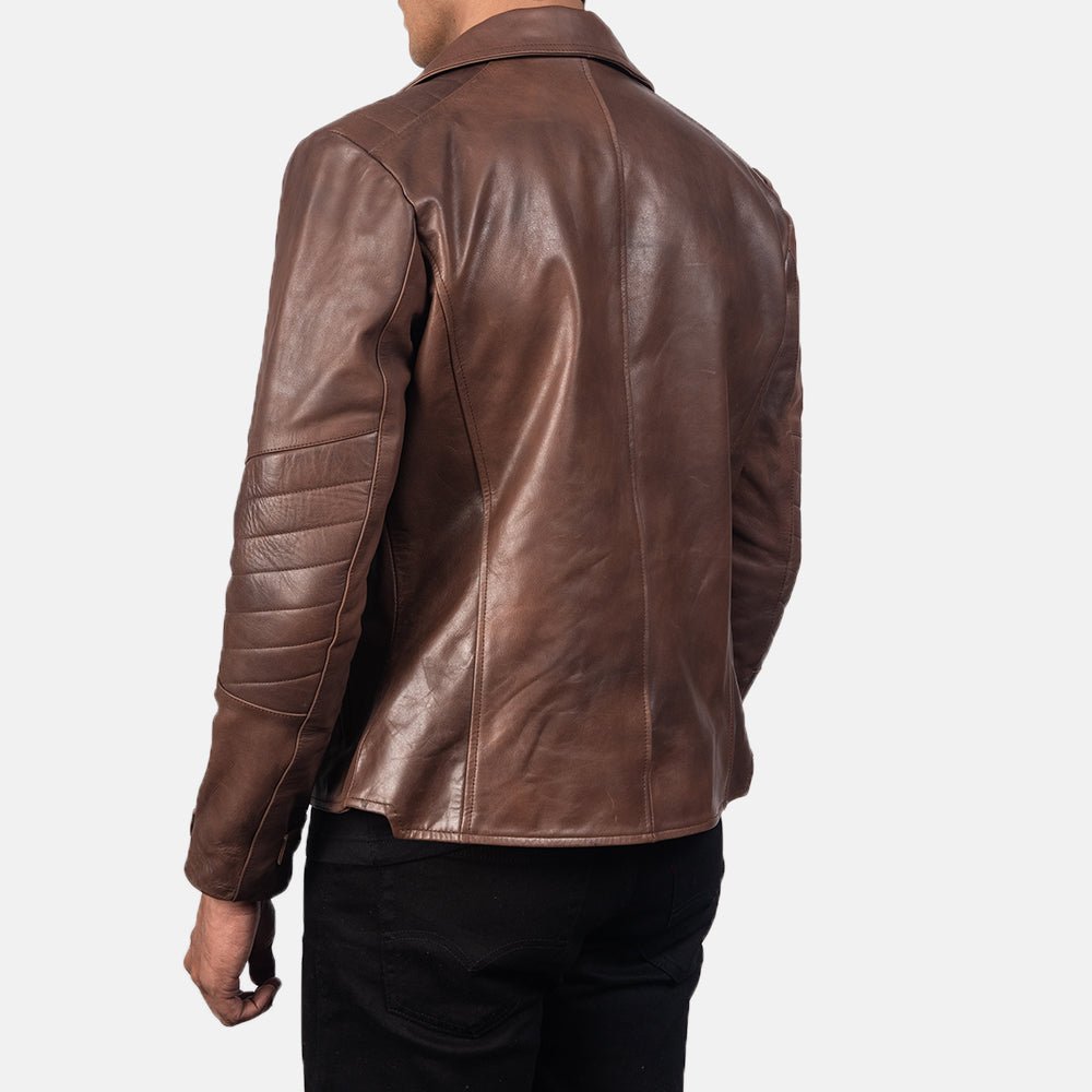 Raiden Brown Leather Biker Jacket - Image 5