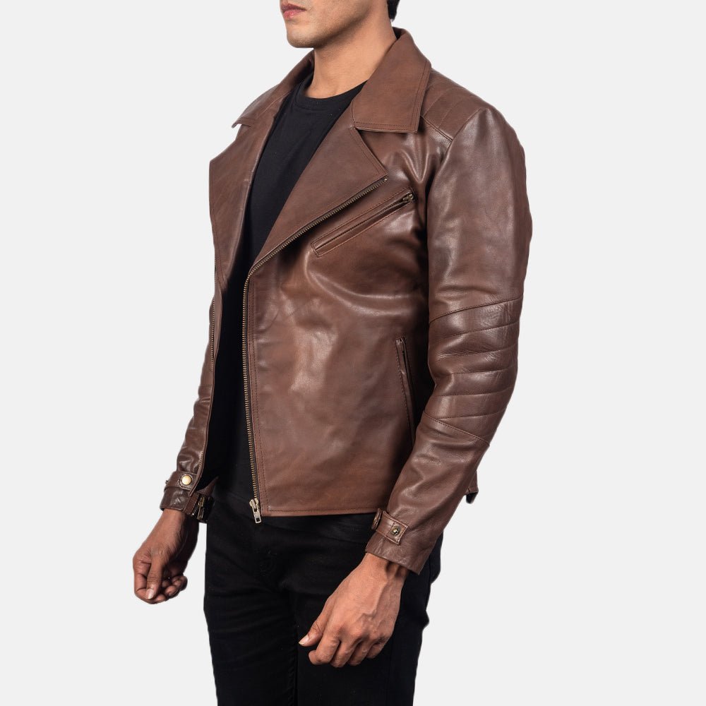 Raiden Brown Leather Biker Jacket - Image 2