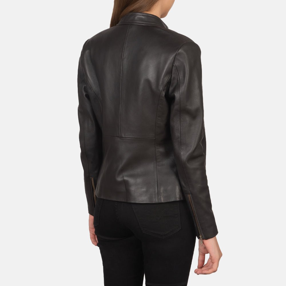 Rave Brown Leather Biker Jacket - Image 4