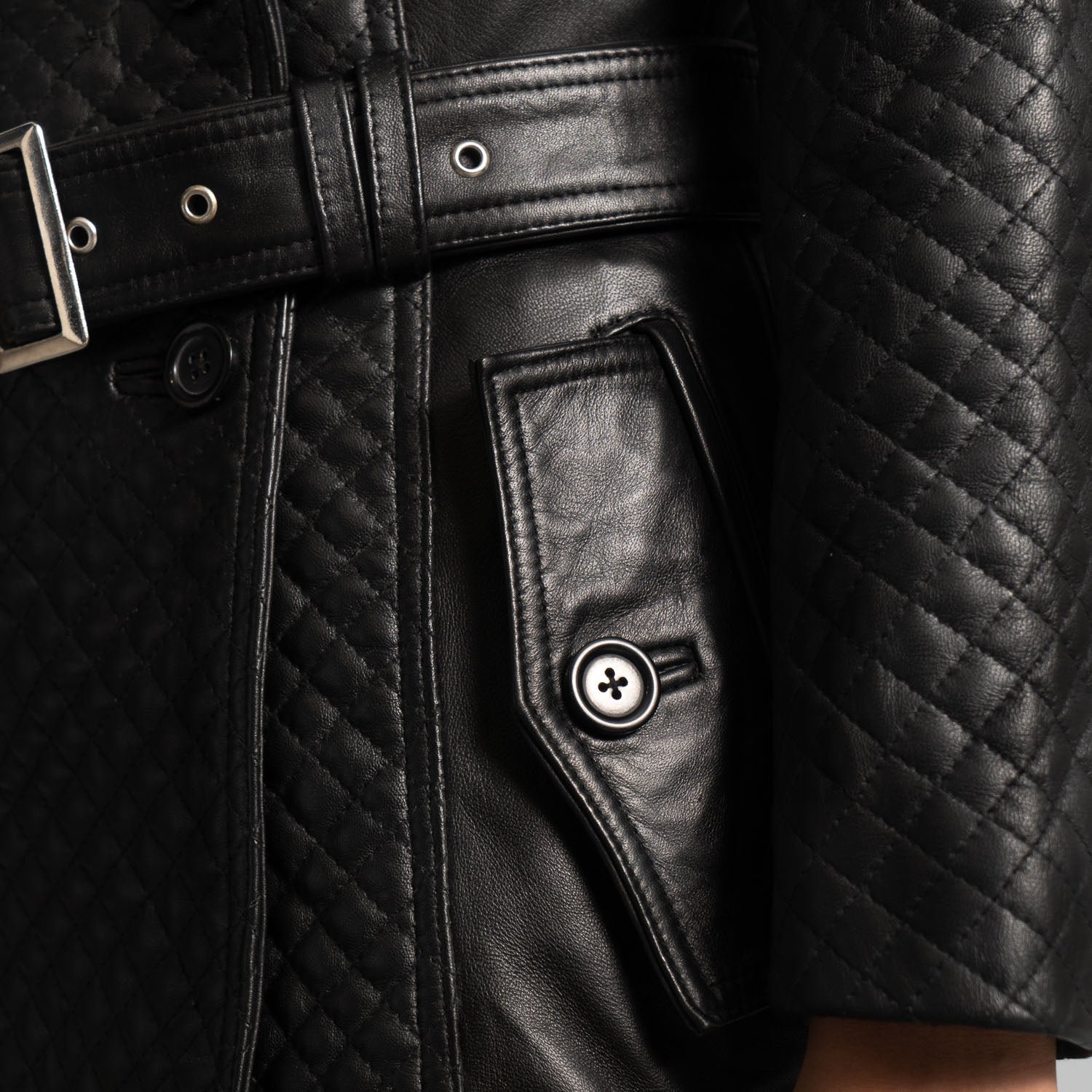 Sweet Susan Black Leather Trench Coat - Image 6