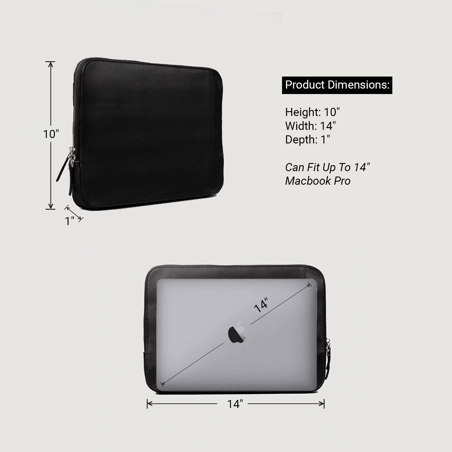 The Baxter Black Leather Laptop Sleeve - Image 3
